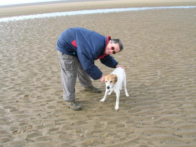 Tuppence and I.  Hunstanton beach May 2007.
